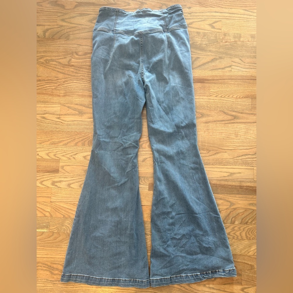 Free People We The Free Denim Crisscross Waist, Flared Bell Bottom Jeans - Picture 2 of 9